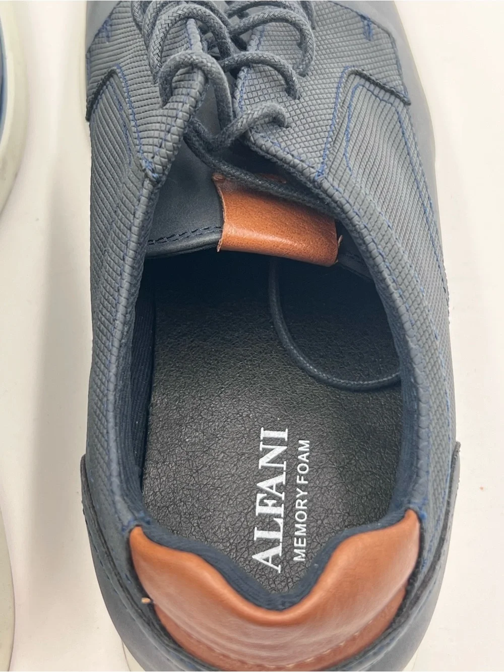 Alfani Navy Derby with Brown Heel Tab and White Sole